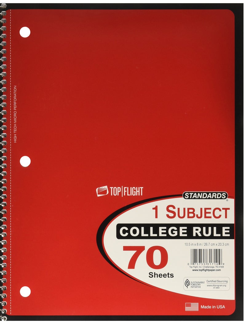 Top Flight 1-Subject Notebook, College Rule